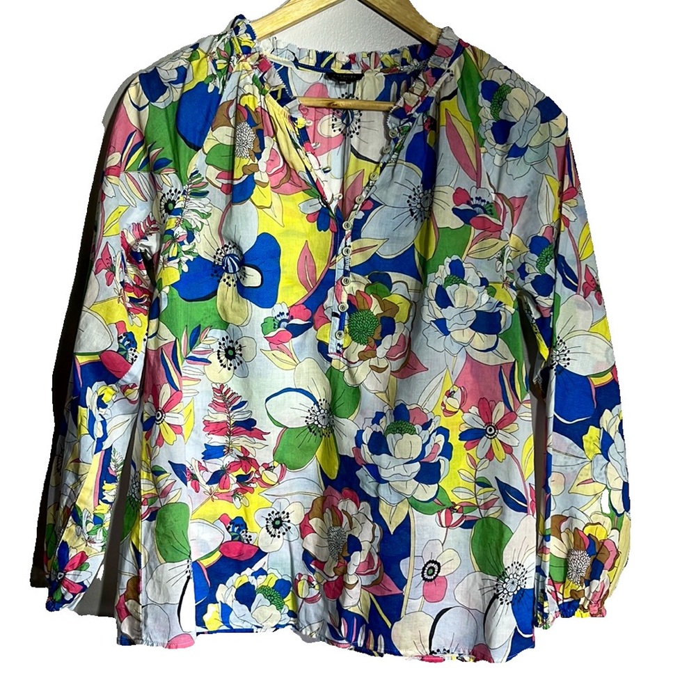 Talbots Cotton Multi-color Floral Long Sleeve Lightweight Women’s Top Size SP